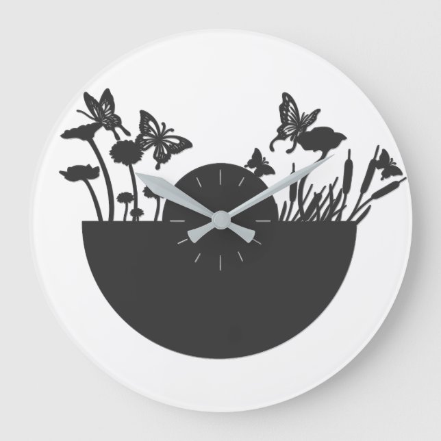 Grande Horloge Ronde Belles papillons (Recto)