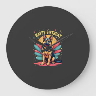 Grande Horloge Ronde Berger Allemand Joyeux Anniversaire Party Shep Vêt