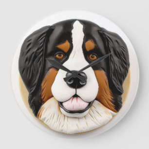 Grande Horloge Ronde Bernois Mountain Dog 3D inspiré