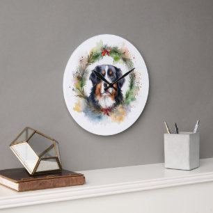 Grande Horloge Ronde Bernois Mountain Festive Wreath Pup