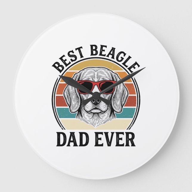 Grande Horloge Ronde Best Beagle Dad Ever Vintage Beagle Shirt Design_1 (Recto)