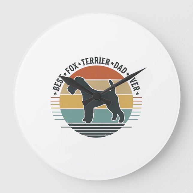 Grande Horloge Ronde Best Fox Terrier Dad Ever Vintage Dog Shirt_1 (Recto)