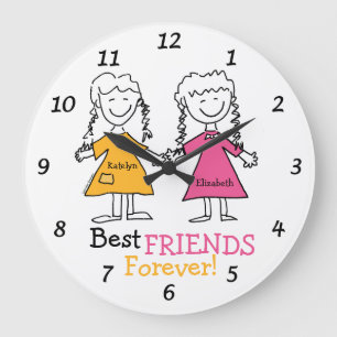 Grande Horloge Ronde Best Friends Forever Personalized