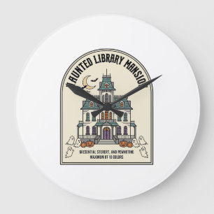 Grande Horloge Ronde Bibliothèque hantée Salem Fantôme Vintage Hallowee