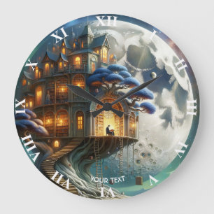 Grande Horloge Ronde Bibliothèque Imaginaire Cute Boy Moon