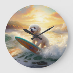 Grande Horloge Ronde Bichon Frise Beach Plage Surf Peinture