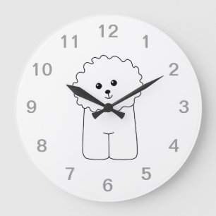 Grande Horloge Ronde Bichon Frise, chien mignon