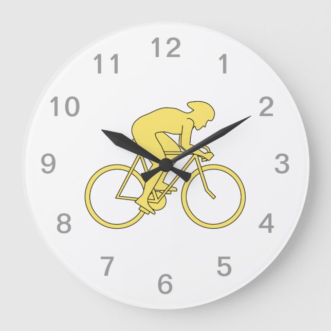 Grande Horloge Ronde Bicycle Rider à Yellow. (Recto)