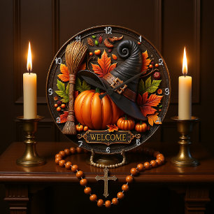 Grande Horloge Ronde Bienvenue à la sorcière