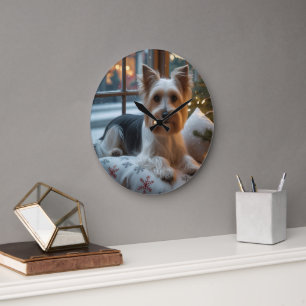 Grande Horloge Ronde Biewer Terrier avec lumières de Noël vacances