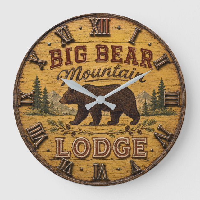 Grande Horloge Ronde Big Bear Mountain Lodge Rustic (Recto)
