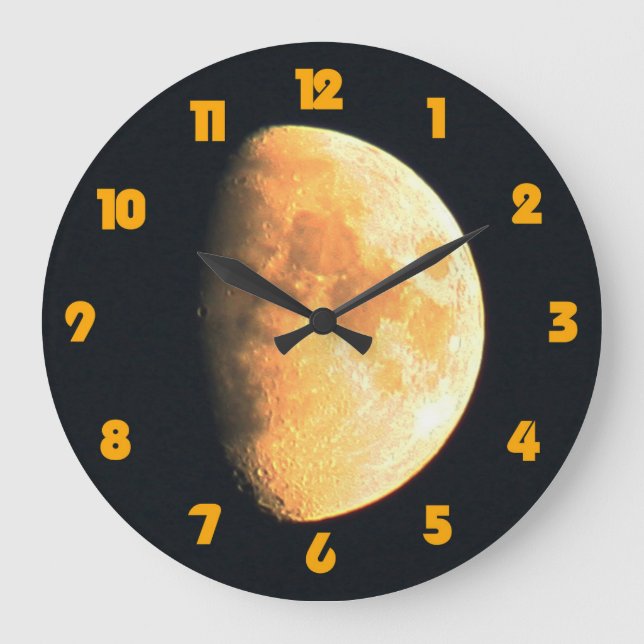 Grande Horloge Ronde Big Old Moon Gros Orange Numéros wccn (Recto)