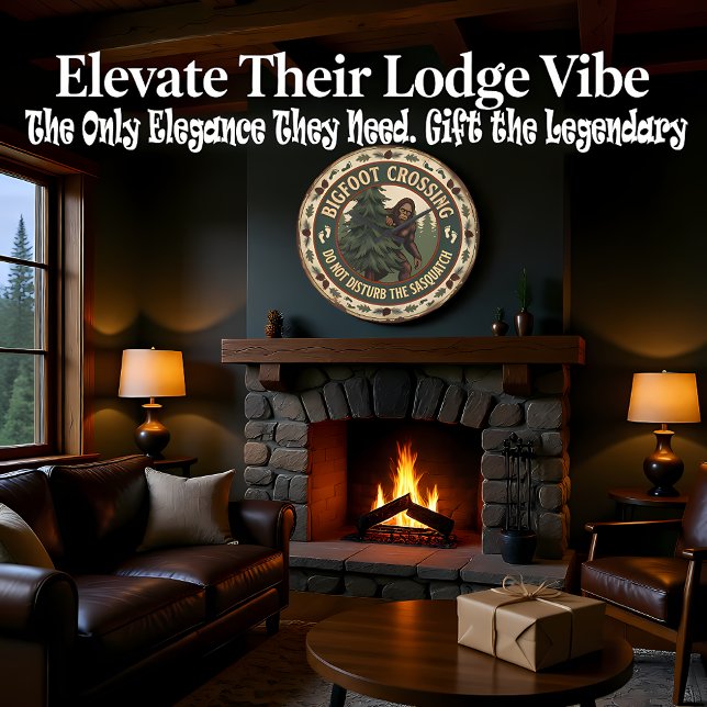 Grande Horloge Ronde Bigfoot Crossing Sasquatch Rustic (Créateur téléchargé)