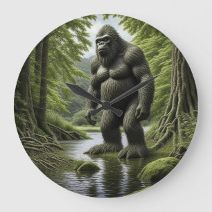 Grande Horloge Ronde Bigfoot debout dans un dessin de Creek