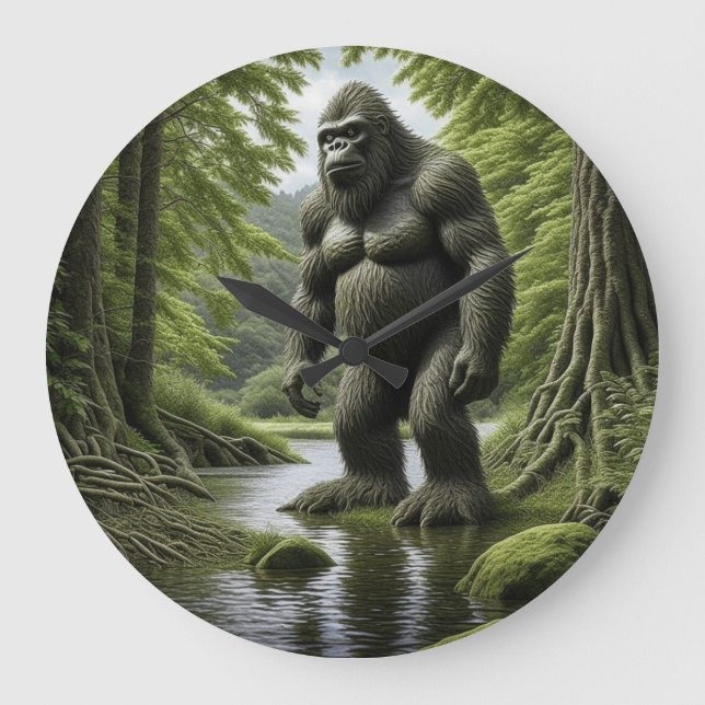 Grande Horloge Ronde Bigfoot debout dans un dessin de Creek (Recto)