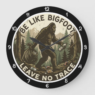 Grande Horloge Ronde Bigfoot Laissez Aucune Trace de la Nature Sauvage