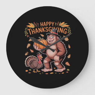 Grande Horloge Ronde Bigfoot Turquie Citrouille Thanksgiving Day Classi