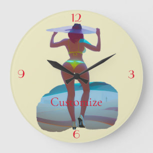 Grande Horloge Ronde Bikini Booty Beach Girl Thunder_Cove