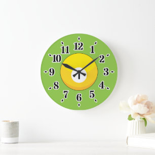 Grande Horloge Ronde Billard jaune numéro un