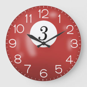 Grande Horloge Ronde Billard rouge #3 Bal