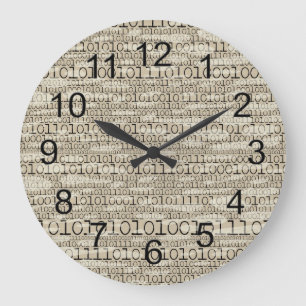 Grande Horloge Ronde Binary Trendy Funky Nerd Nerdy Geek Retro
