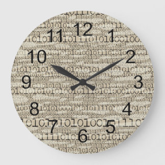 Grande Horloge Ronde Binary Trendy Funky Nerd Nerdy Geek Retro