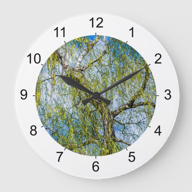 Grande Horloge Ronde Birch tree - Le printemps est dans l'air (Recto)
