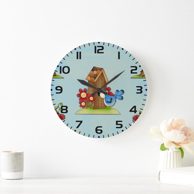 Grande Horloge Ronde Bird Blue Bird (Créateur téléchargé)
