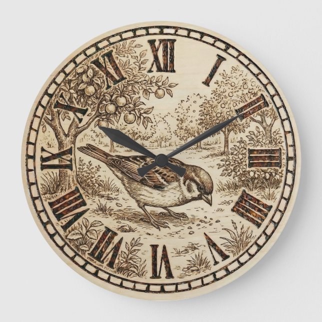 Grande Horloge Ronde  Bird Wall Clock  (Recto)