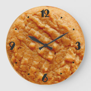 Grande Horloge Ronde Biscuit de beurre d'arachide, Tan