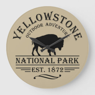 Grande Horloge Ronde Bison Vintage Parc National de Yellowstone