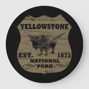 Grande Horloge Ronde Bison Vintage Parc National de Yellowstone
