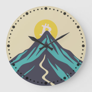 Grande Horloge Ronde Bitcoin en hausse (Style : Vieilli)