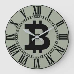 Grande Horloge Ronde Bitcoin logo graphisme entreprise, mur de bureau