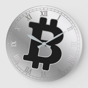 Grande Horloge Ronde Bitcoin logo graphisme entreprise, mur de bureau