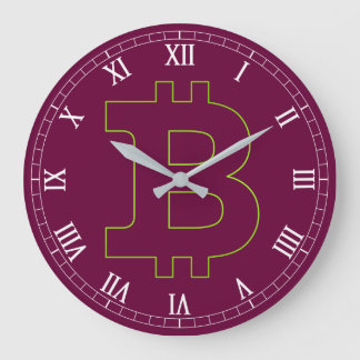 Grande Horloge Ronde Bitcoin logo graphisme entreprise, mur de bureau