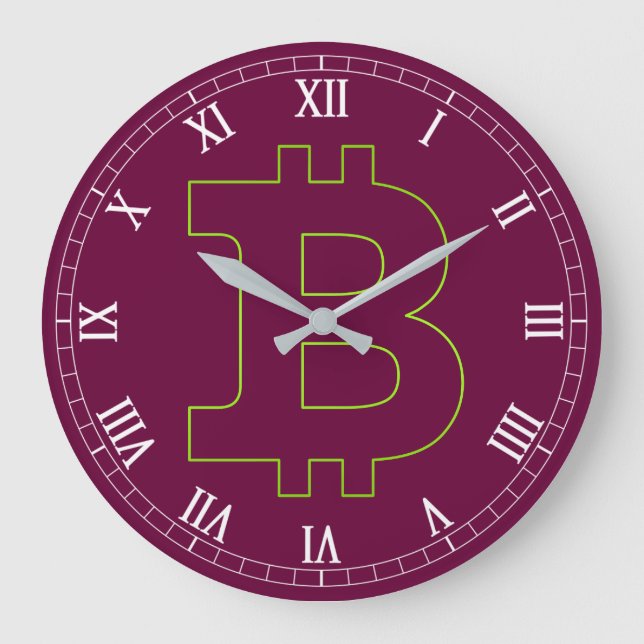 Grande Horloge Ronde Bitcoin logo graphisme entreprise, mur de bureau (Recto)