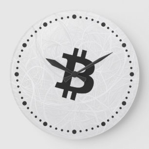 Grande Horloge Ronde BitCoin Neurone Blanc
