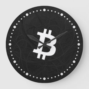 Grande Horloge Ronde BitCoin Neurone Noir