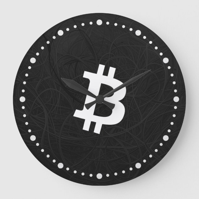 Grande Horloge Ronde BitCoin Neurone Noir (Recto)