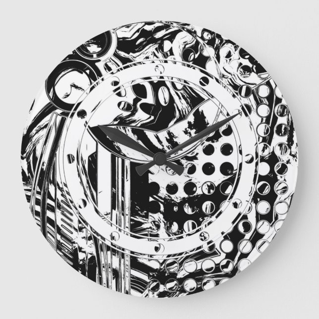 Grande Horloge Ronde Black and White Geometric Art 20 (Recto)
