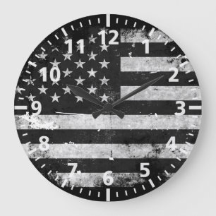Grande Horloge Ronde Black and White Grunge