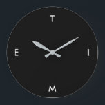 Grande Horloge Ronde Black and White Typography Time Funny Minimalism<br><div class="desc">Black and White Typography Time Funny Minimalism Wall Clock,  you can change the colors and the text</div>