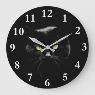 Grande Horloge Ronde Black Cat Acrylique Wall Clock