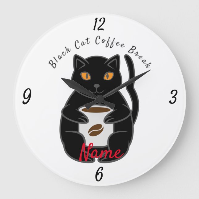 Grande Horloge Ronde Black Cat Coffee Break Thunder_Cove (Recto)