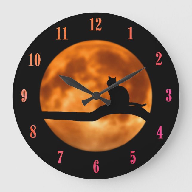 Grande Horloge Ronde Black Cat Orange Moon (Recto)