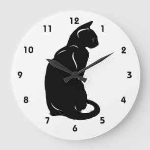 Grande Horloge Ronde Black Cat Wall