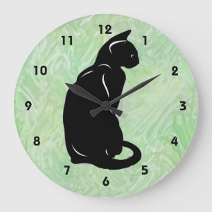 Grande Horloge Ronde Black Cat Wall