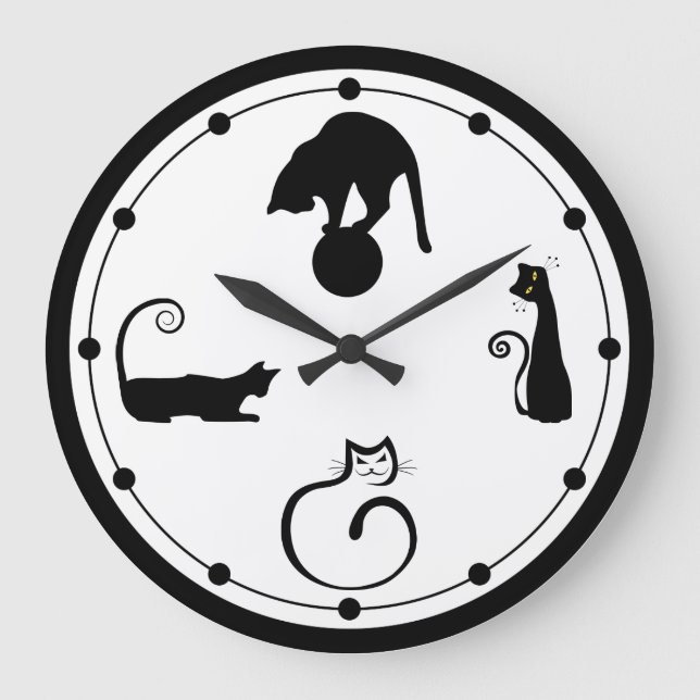 Grande Horloge Ronde Black Cat Wall (Recto)