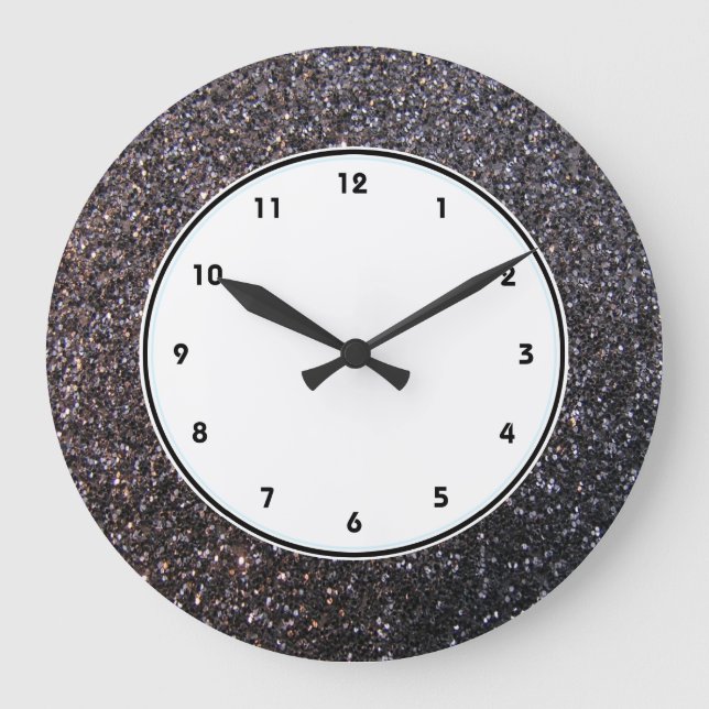 Grande Horloge Ronde Black faux glitter graphic (Recto)